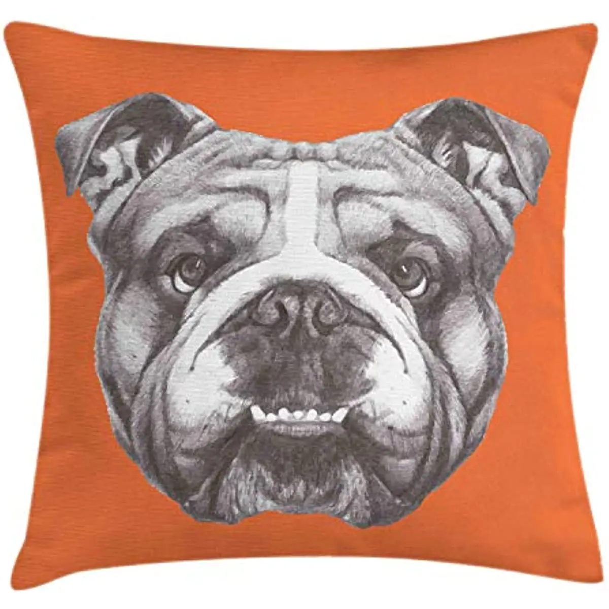 

Hand Drawn Portrait of English Bulldog Puppy Retro Animal Funny Cool Pet,Decorative Square Accent Pillow Case,18X18"Orange Grey