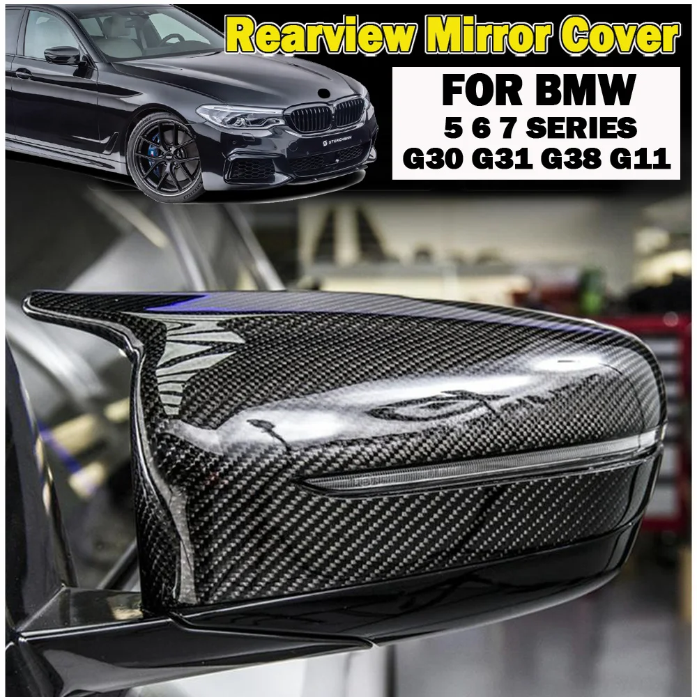 

2Pcs Car Bright Black Side Rear View Mirror Cover Replacement For BMW 5 7 8 Series G30 G31 G38 G11 G12 2016 2017 2018