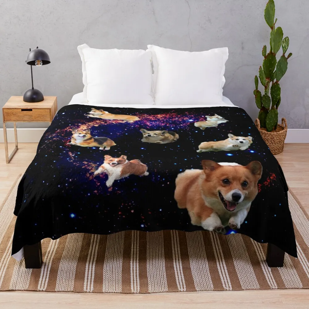 

Объемное одеяло Space Corgis, фланелевое одеяло с защитой от пиллинга, роскошное Брендовое декоративное покрывало