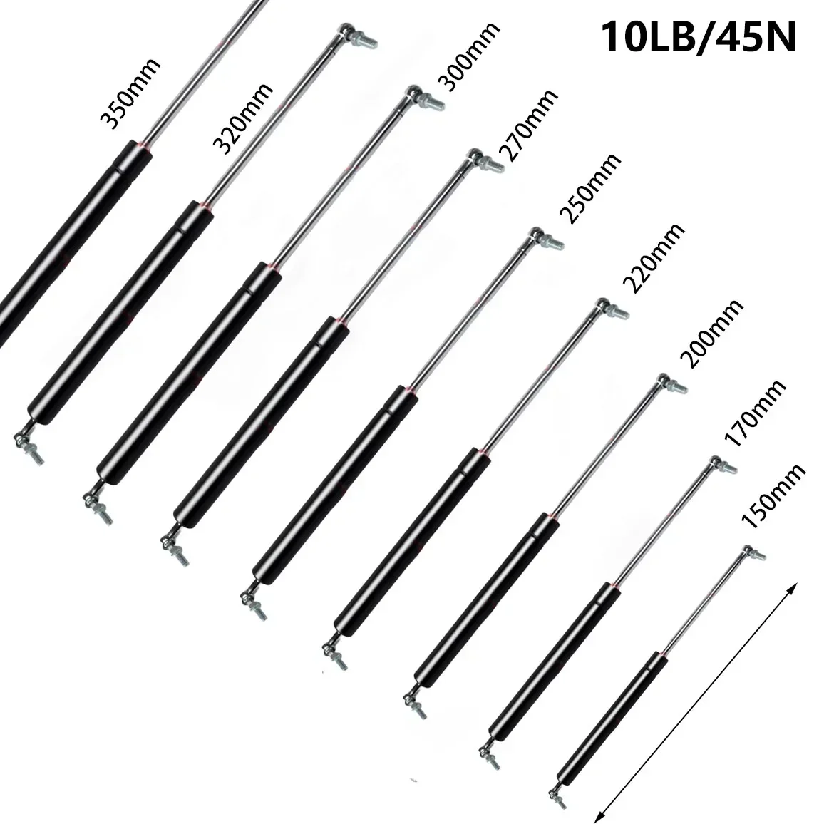 

Газовая стойка 45N/10LB с шаровыми шарнирами, подъемные стойки для напольного люка, замена для кемпера, амортизатора, автомобиля, автобуса, автофургона, замена