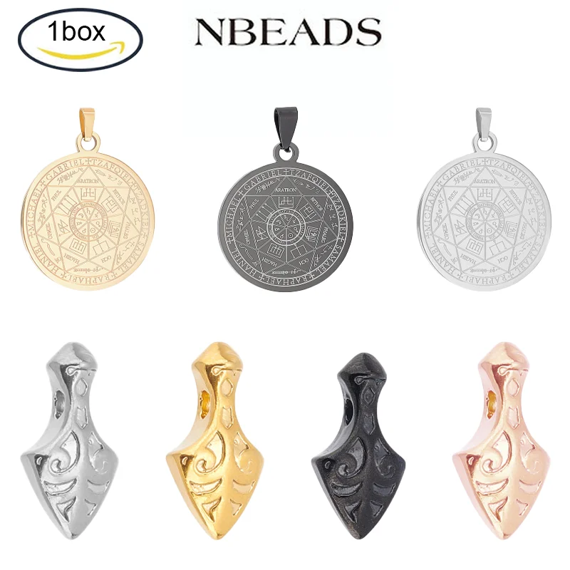 

1BOX Stainless Steel Necklace Gunmetal Gold Silver Pendant Arrow/Flat Round Shaped Pendants In Line for Jewelry Making DIY