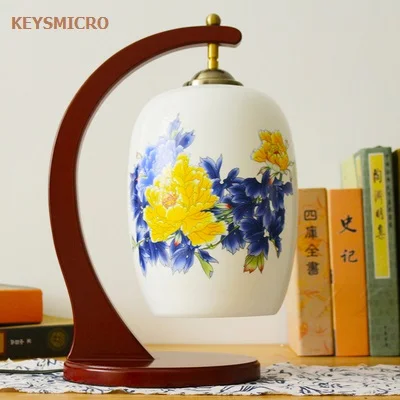 

KEYSMICRO Настольная лампа керамическая деревянная