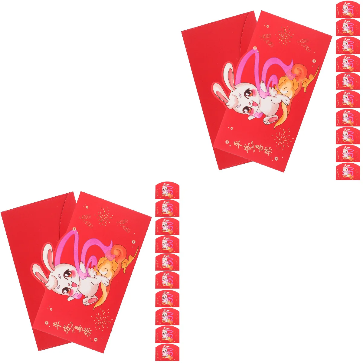 

24 китайских новогодних красных конверта, красные пакеты с кроликом, Новогодние аксессуары