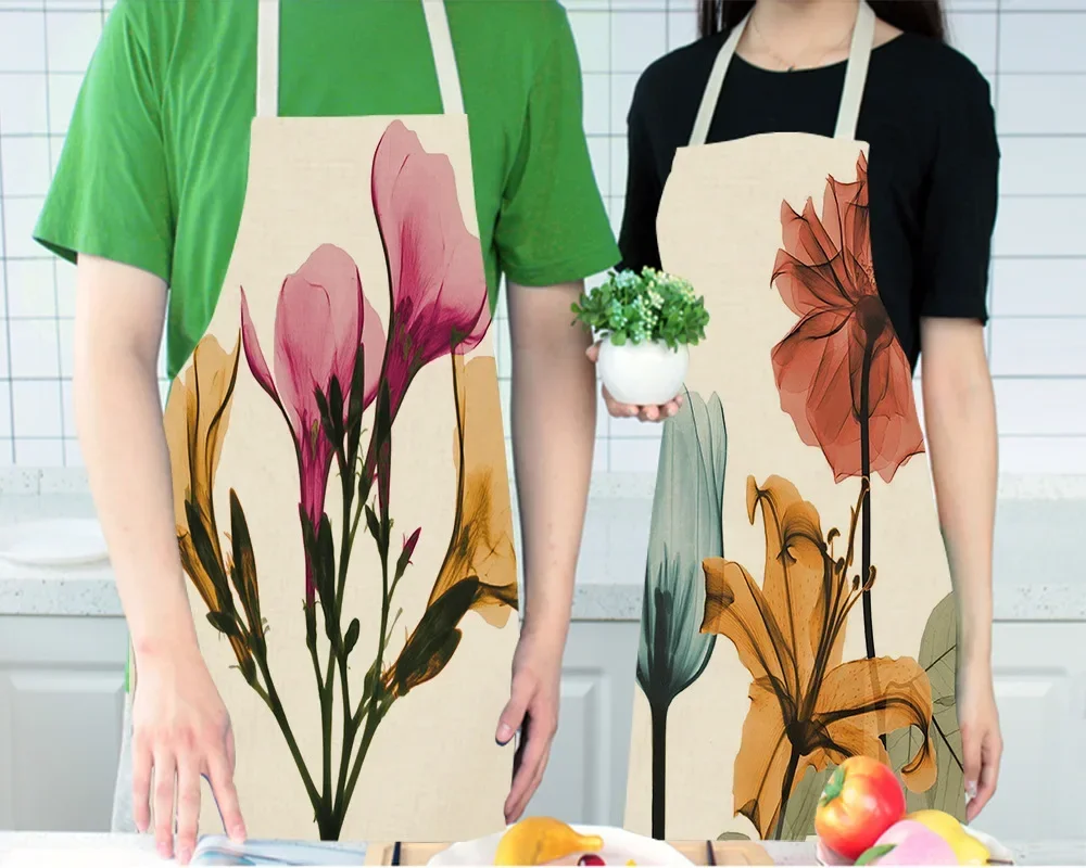 1 шт. Женский фартук с цветочным рисунком лотоса 55 х68 см