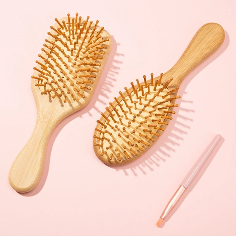 

Bamboo Paddle Hair Brush Detangling Hairbrush Reduce Frizz Massage Scalp for Women Men Straight Curly Wavy Dry Wet Drop Shipping
