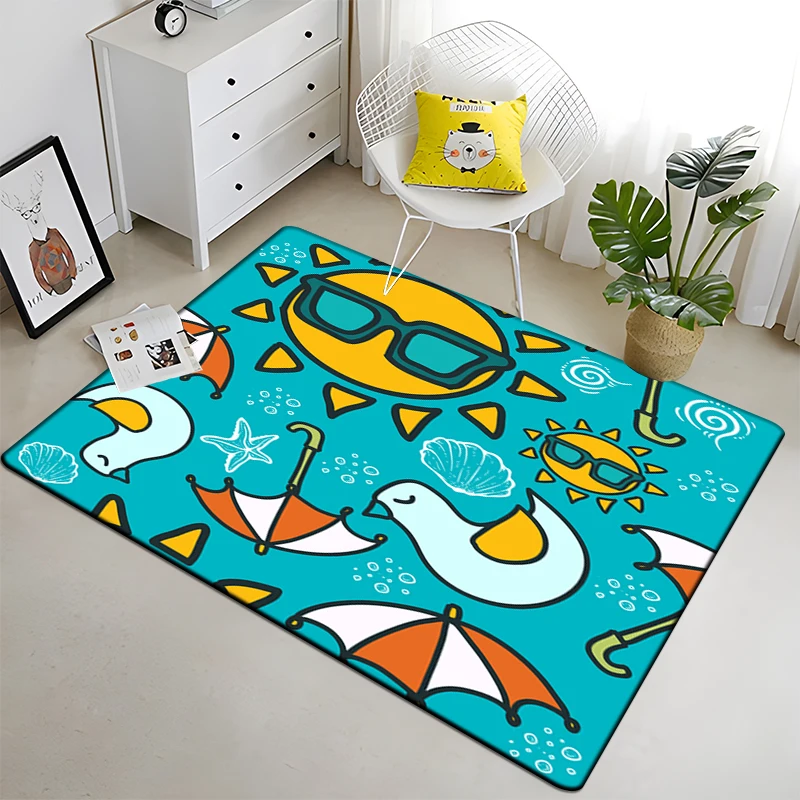 Cartoon  Comic Beautiful Painting Carpet for Living Room Large Area Rug Black Soft Carpet Home Decoration Mats Boho Rugs