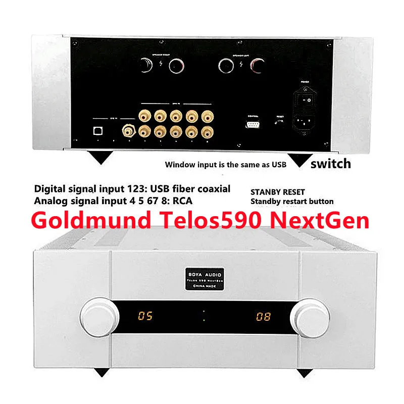 

Preamp AMP Direct Copy Goldmund Telos590 NextGen Stereo Combined Power Amplifier 250W*2.0 Channel upgraded With Remote Control