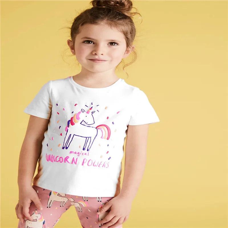 Новое поступление фиолетовые радужные футболки для девочек хлопковая летняя