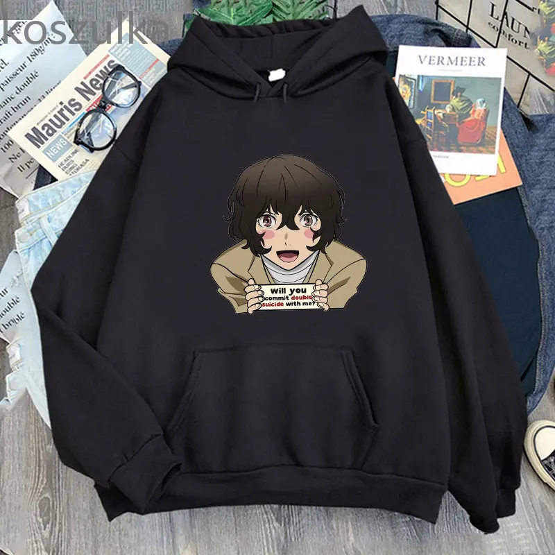 2024 толстовки с капюшоном в стиле аниме Bungo Stray Dogs крутой пуловер рисунком Дазай