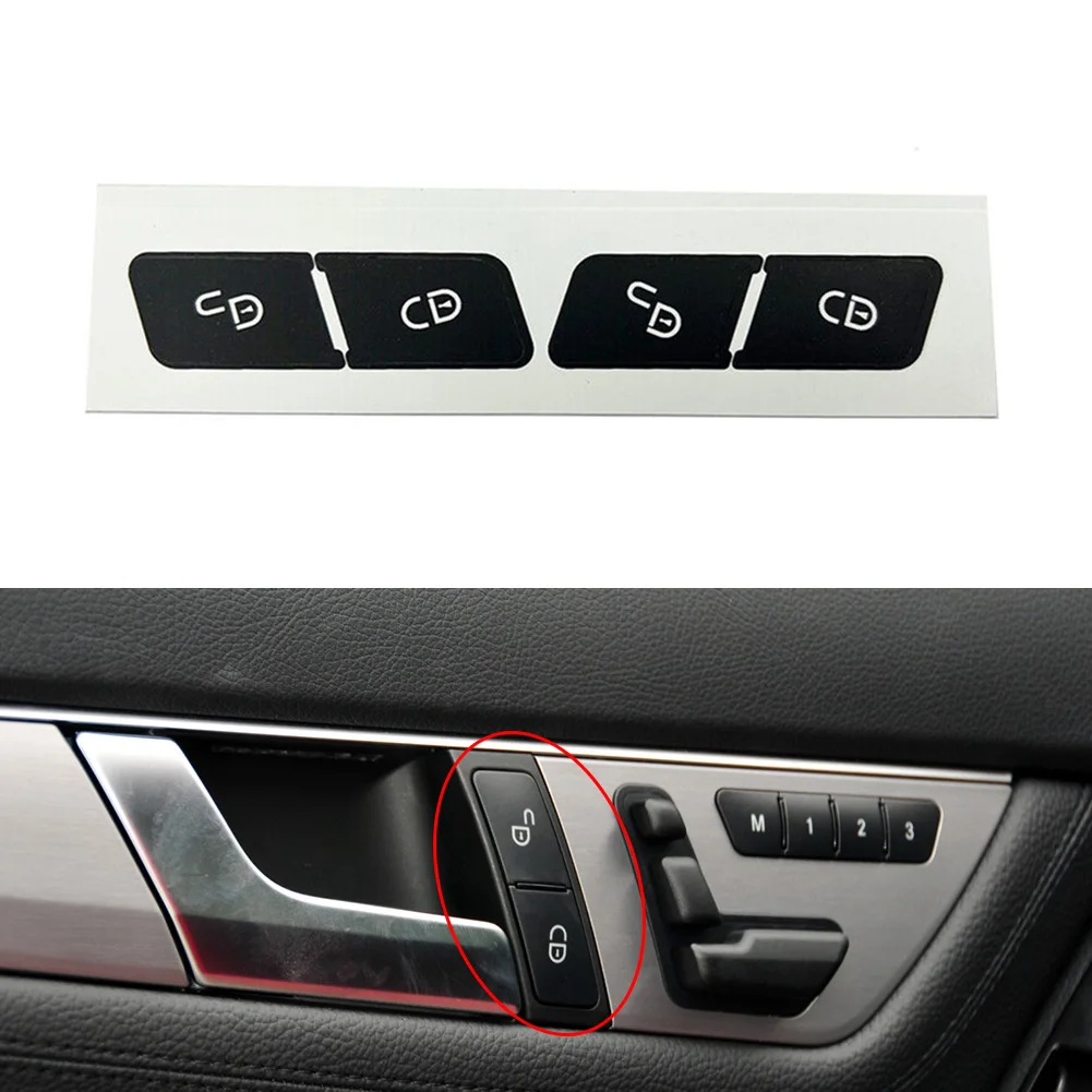 

Black Car Door Lock Switch Button Repair Stickers For Mercedes-Benz W204 C300 2007-2014 Direct Replacement Car Stickers