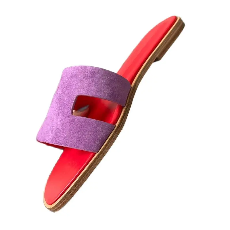 

Женские шлепанцы из натуральной кожи, с открытым носком, на плоской подошве