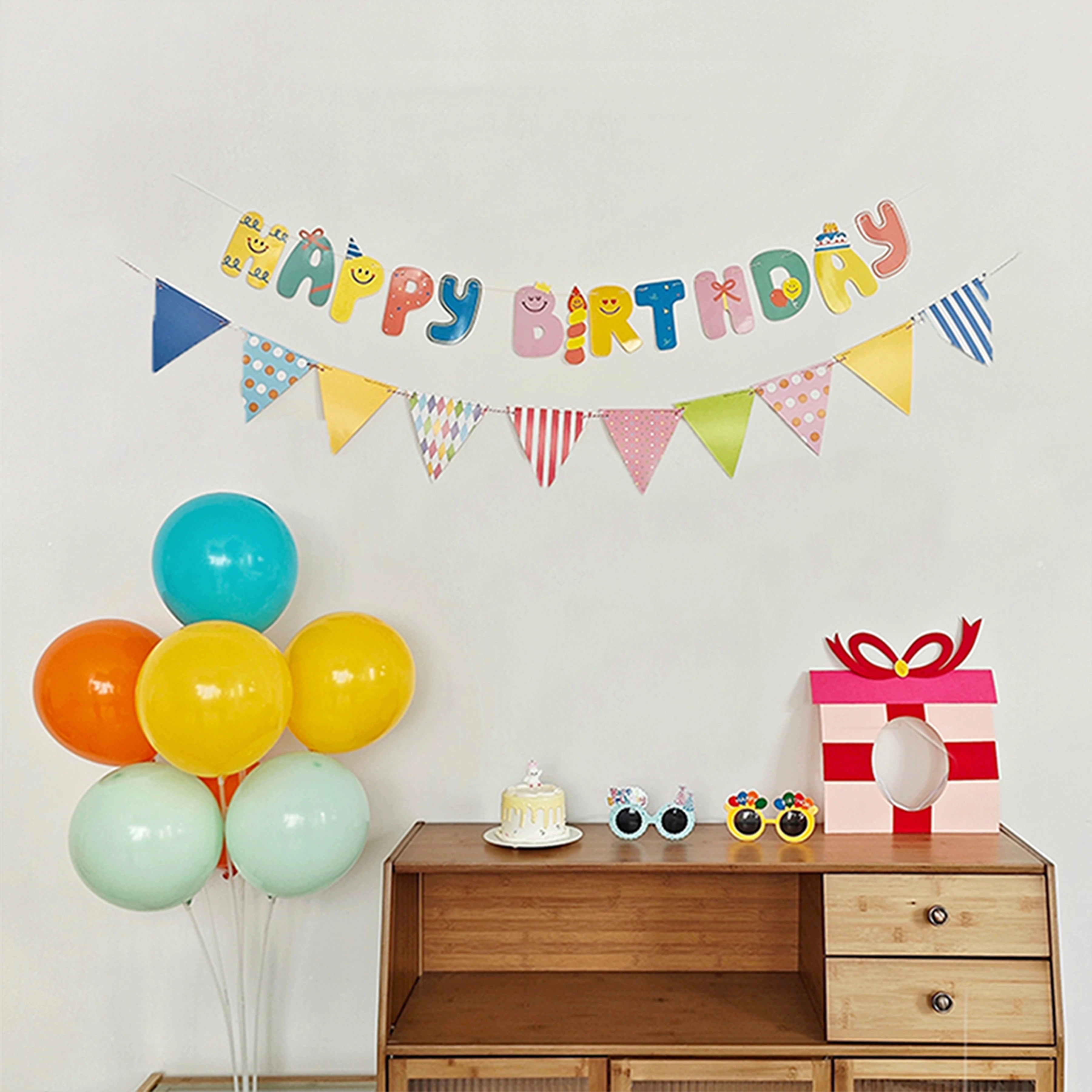 

INS Baby Party Banner Balloon Holder Set Cardboard Garland Daisy Foil Ball Happy Birthday Anniversary Supplies