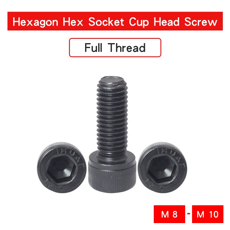 

Hexagon Hex Socket Cup Head Screw Bolts M8 M10 Carbon Steel Material Blackening Screws Grade 12.9 Full Thread For Machinery