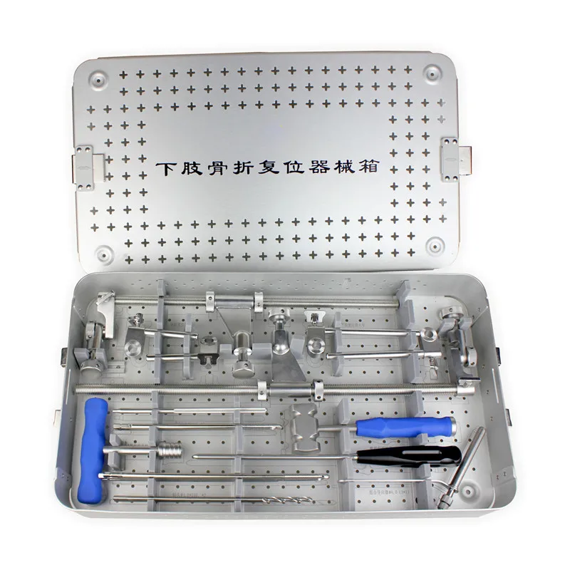 

Medical tool bag for lower limb fracture reduction, Femoral distractor, tibial distractor.