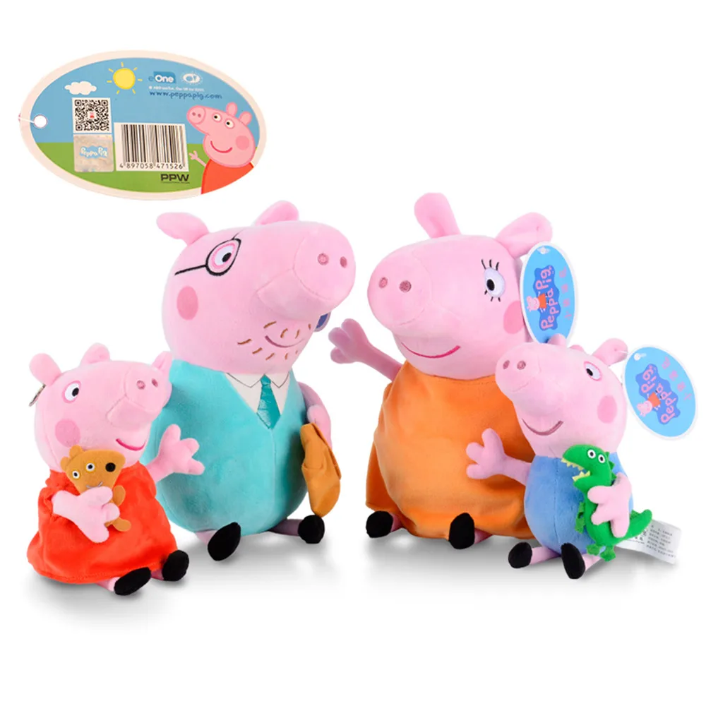 

4 Pcs/Set Pink Pig George Pig Family Dress Mom and Dad Set Movable Doll Cute Anime Model Toy Holiday Gift for Children
