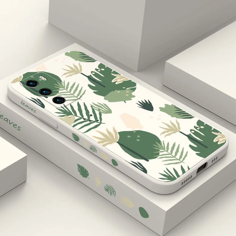 

Verdant Green Leaf Phone Case For Huawei P40 P50 P30 P20 Pro Lite Nova 5t Y7A Mate 40 30 20 Pro Lite Liquid Silicone Cover