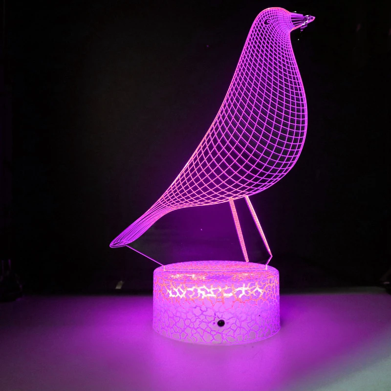 Ночник Nighdn голубь 3D настольная лампа USB Декорации для комнаты прикроватная с