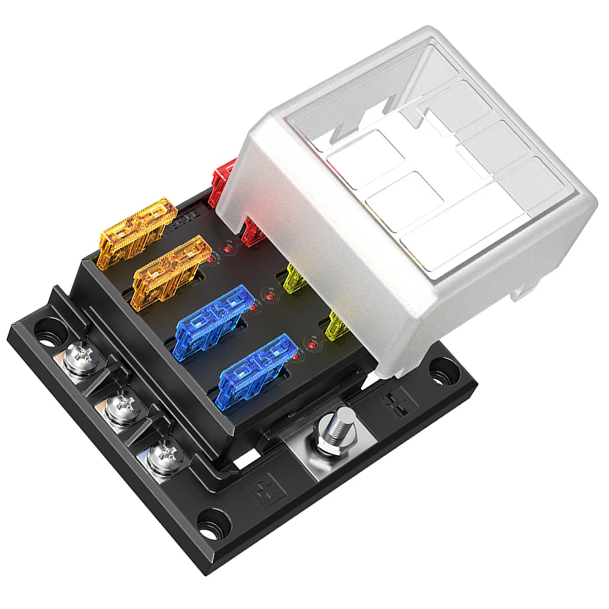 

6 Way Fuse Box Fuse Block Holder with LED Indicators for 12/24V Car Marine 6
