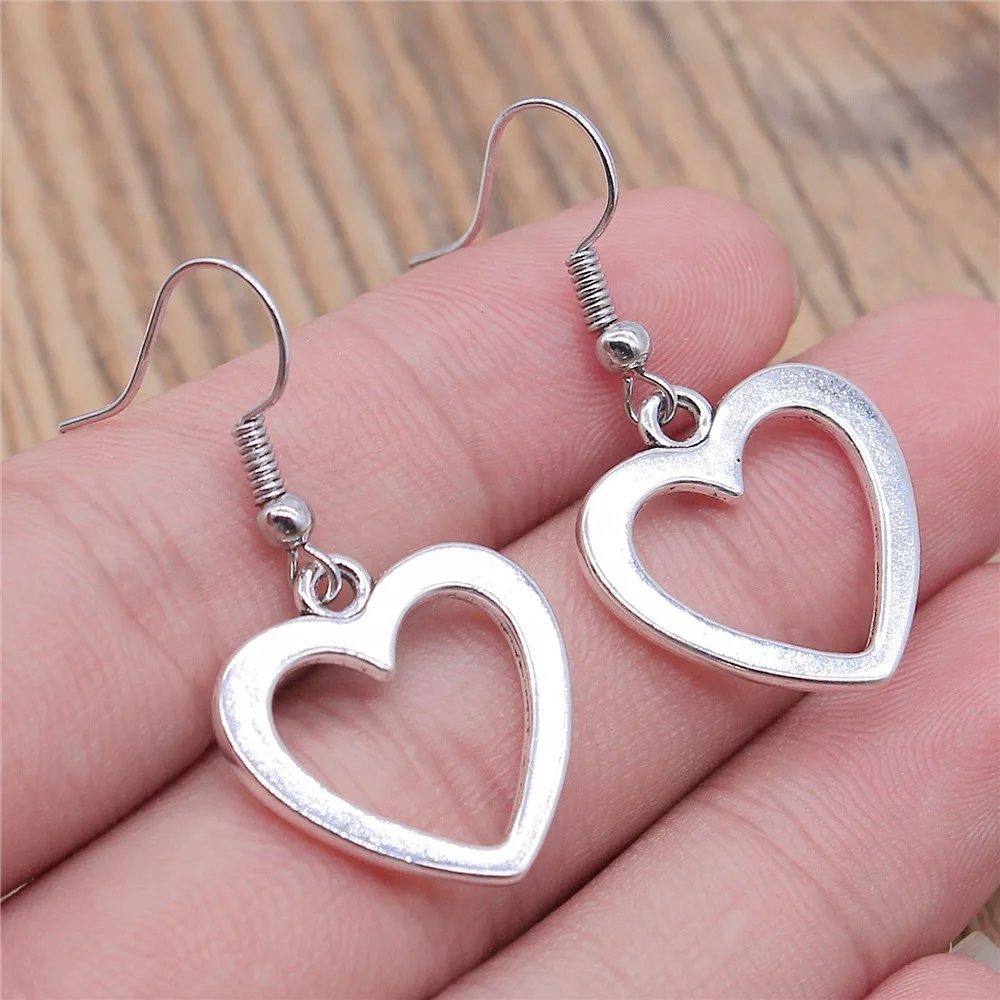 

Модные серьги-подвески в виде сердца простого дизайна под старину серебряного цвета, дропшиппинг, висячие серьги