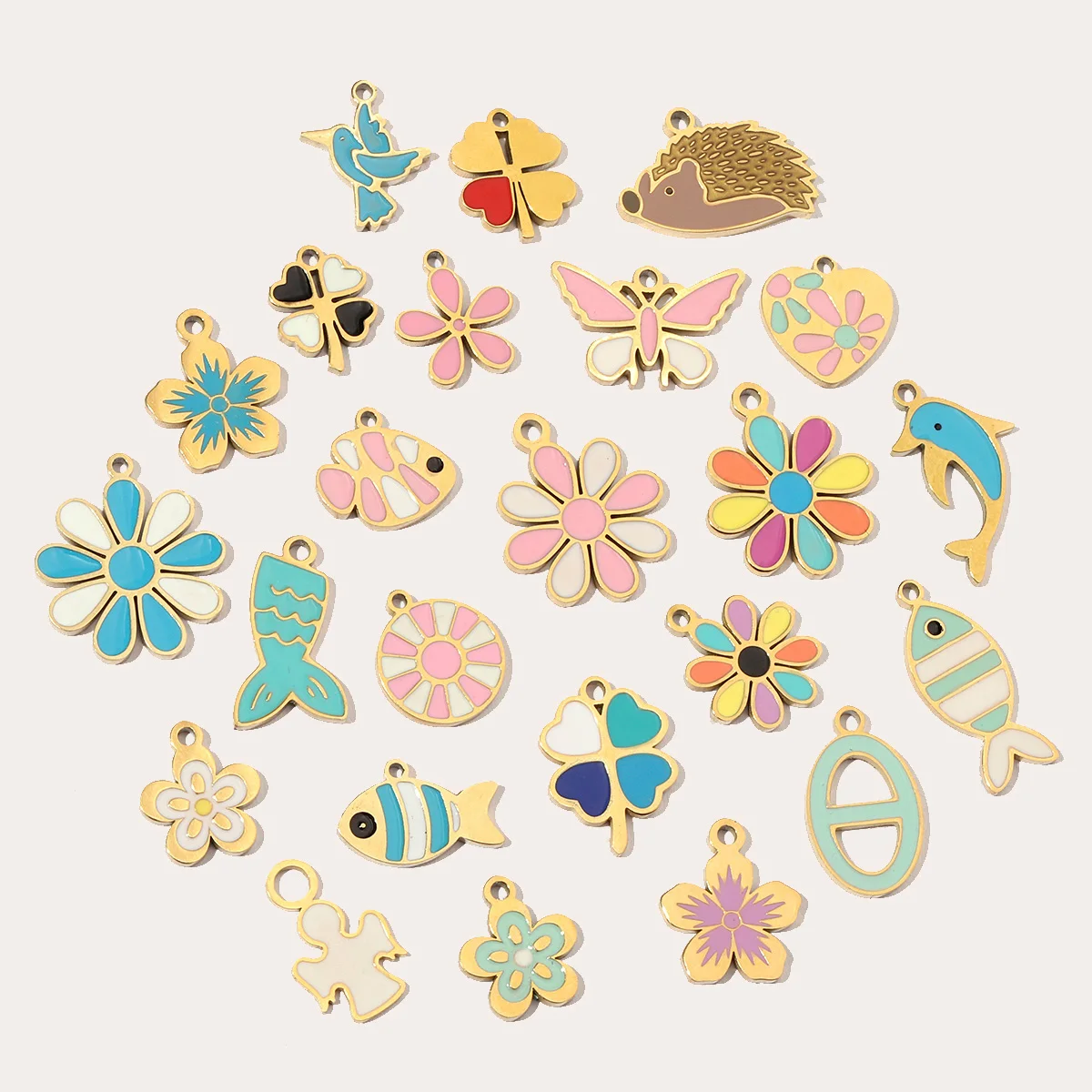 3 шт./лот красочные эмалированные цветы рыба нержавеющая сталь сделай сам