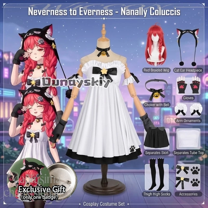 Фото Костюм для косплея по аниме-игре Neverness To Everness: милый пушистый костюм кошки Наналли Колуччи, пижама с кошачьими лапками, ночная рубашка для Хэллоуина №1