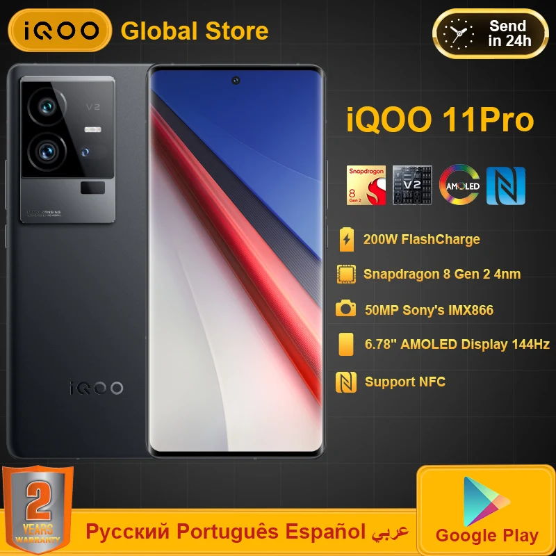 

New iQOO 11 PRO Mobile Phone Snapdragon 8Gen2 144HZ 2K E6 AMOLED 200W Super Charge 50MP VCS IMX866 Camera NFC Smartphone