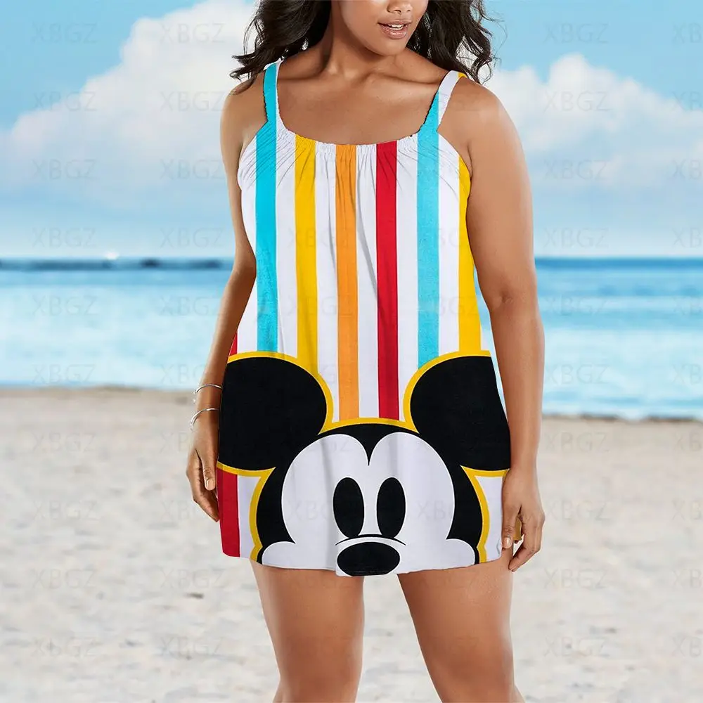 

Summer Dresses Woman 2022 Plus Size Outfits Sexy Women's Free Shipping Boho Sling 9XL Print Mickey Cartoon Minnie Mouse Disney