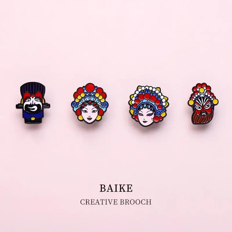

Chinese Style Peking Opera Mask Brooch Badges Decor Clothing Lightweight Jewelry Accessories