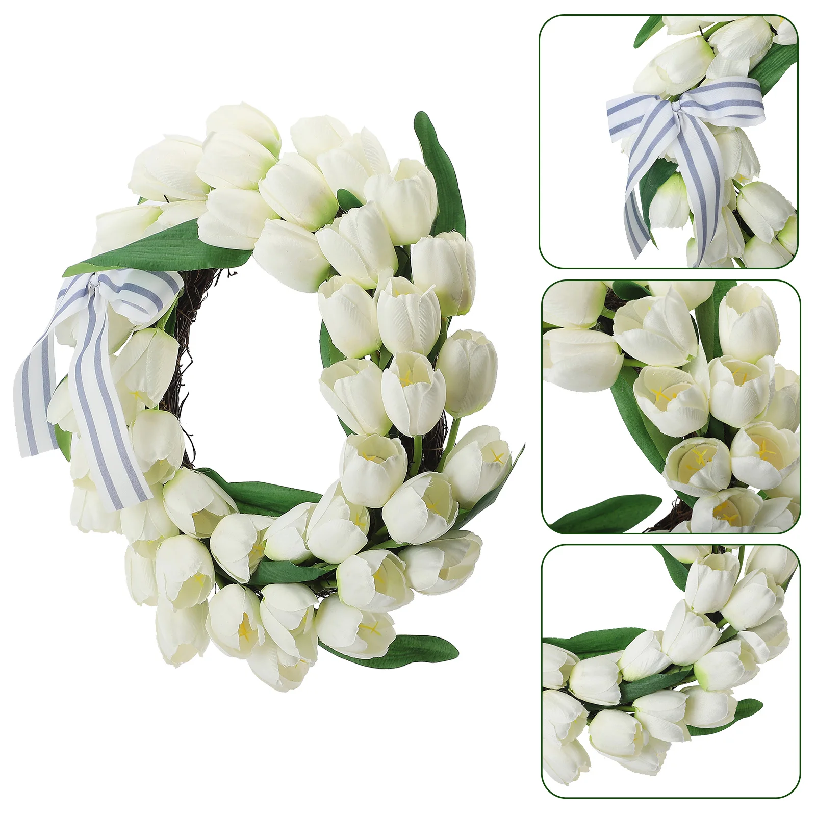 

Artificial Flowers Tulip Wreath White Spring In The Summer Wedding Decoration Wall Hanging Home Party Simulation Garland