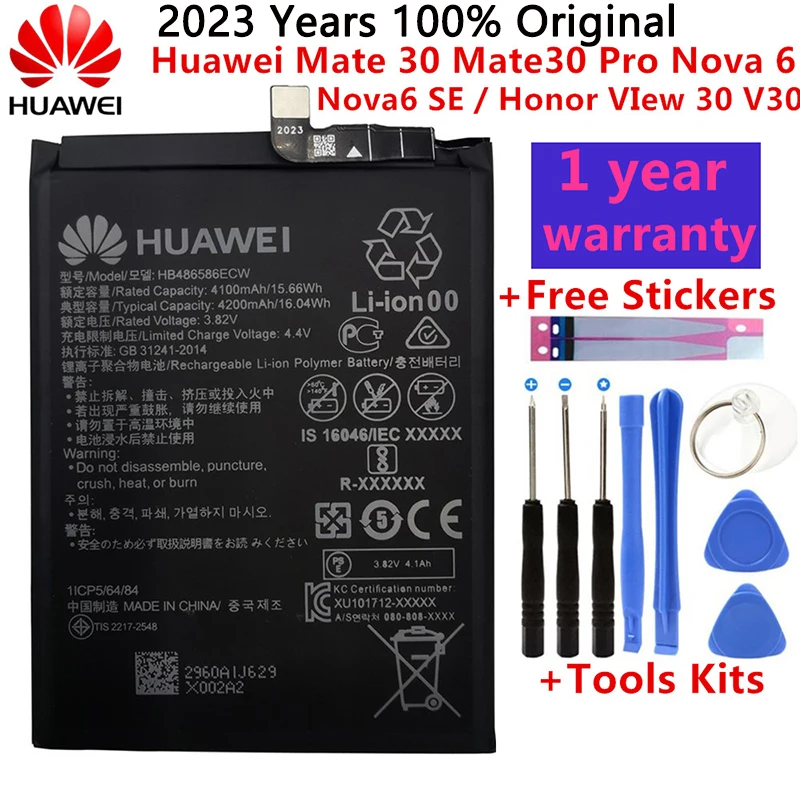 

Оригинальный 4200mAh HB486586ECW запасной аккумулятор для Huawei Mate 30 Mate30 Pro Nova 6 Nova6 SE / Honor VIew 30 V30