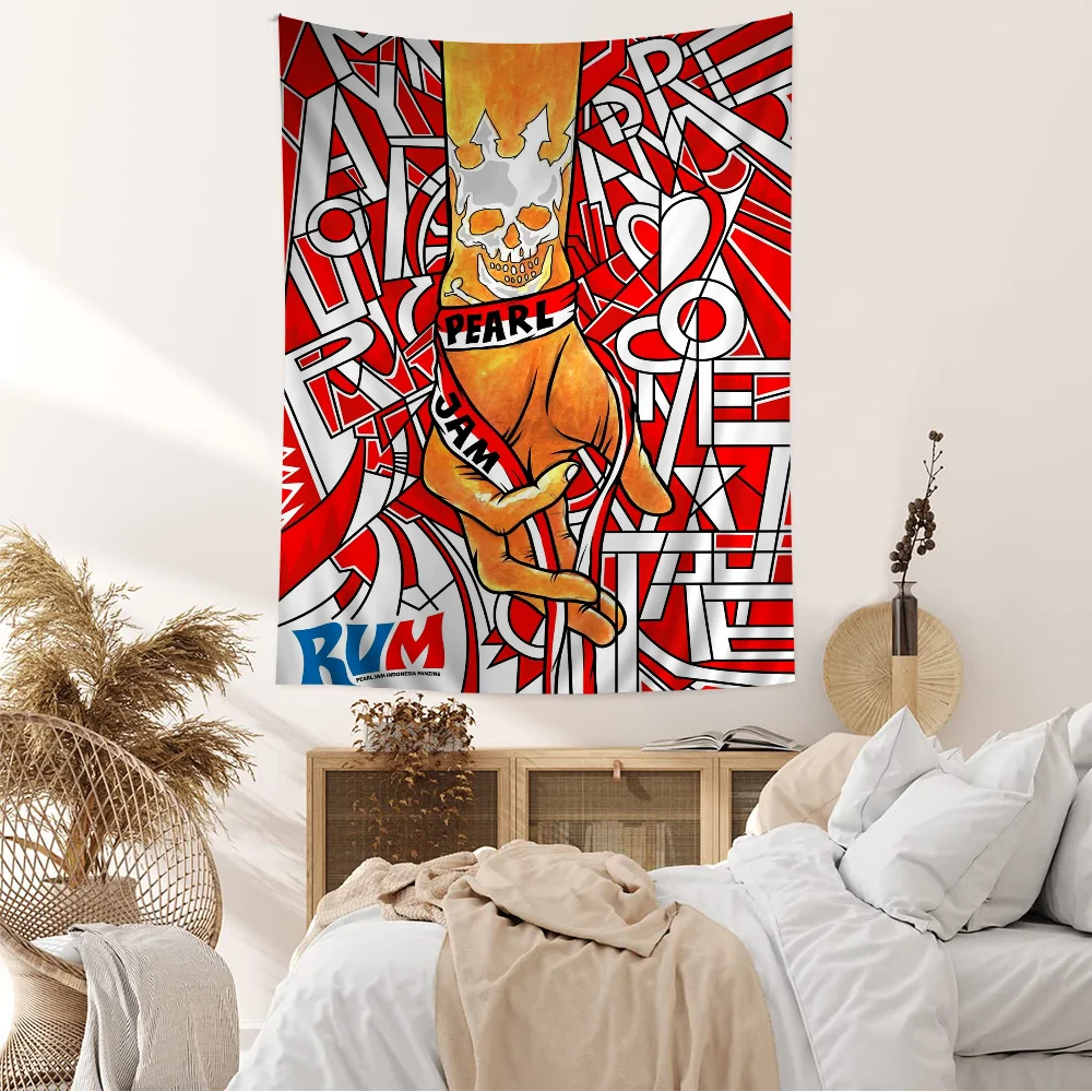 P-Pearl J-Jam Band Cartoon Tapestry Art Science Fiction Room Home Decor Wall Hanging