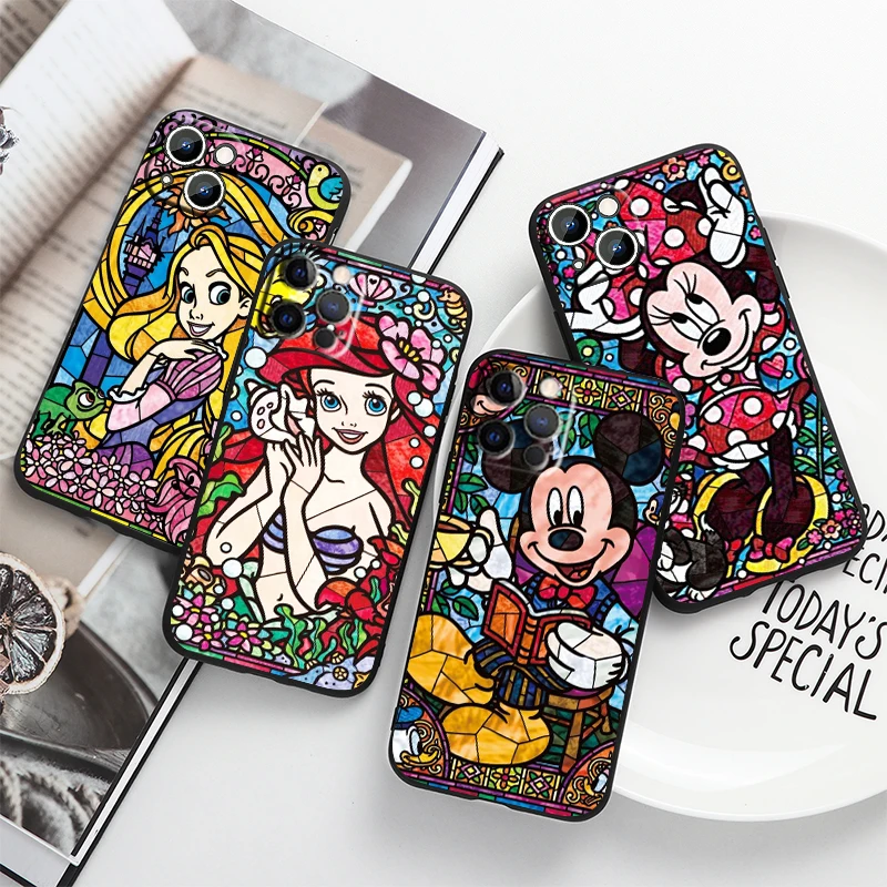 

Mickey Mouse Cartoon For Apple iPhone 14 13 12 11 Pro Max Mini XS Max X XR 6S 6 7 8 Plus 5S SE2020 Soft Black Phone Case Fundas