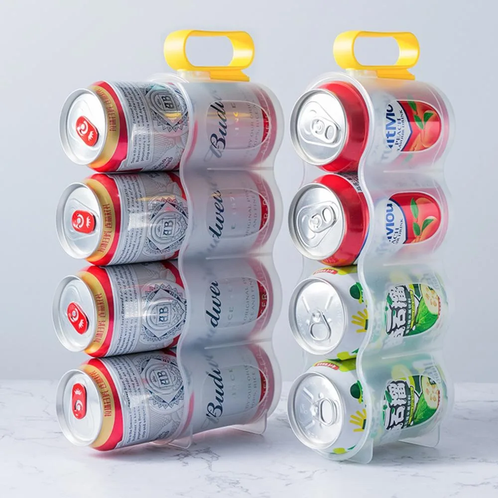 

4 Compartment Portable Soda Can Juice Drink Racks with Stand Fridge Stackable Beer Dispenser Space Saving Kitchen Gadgets