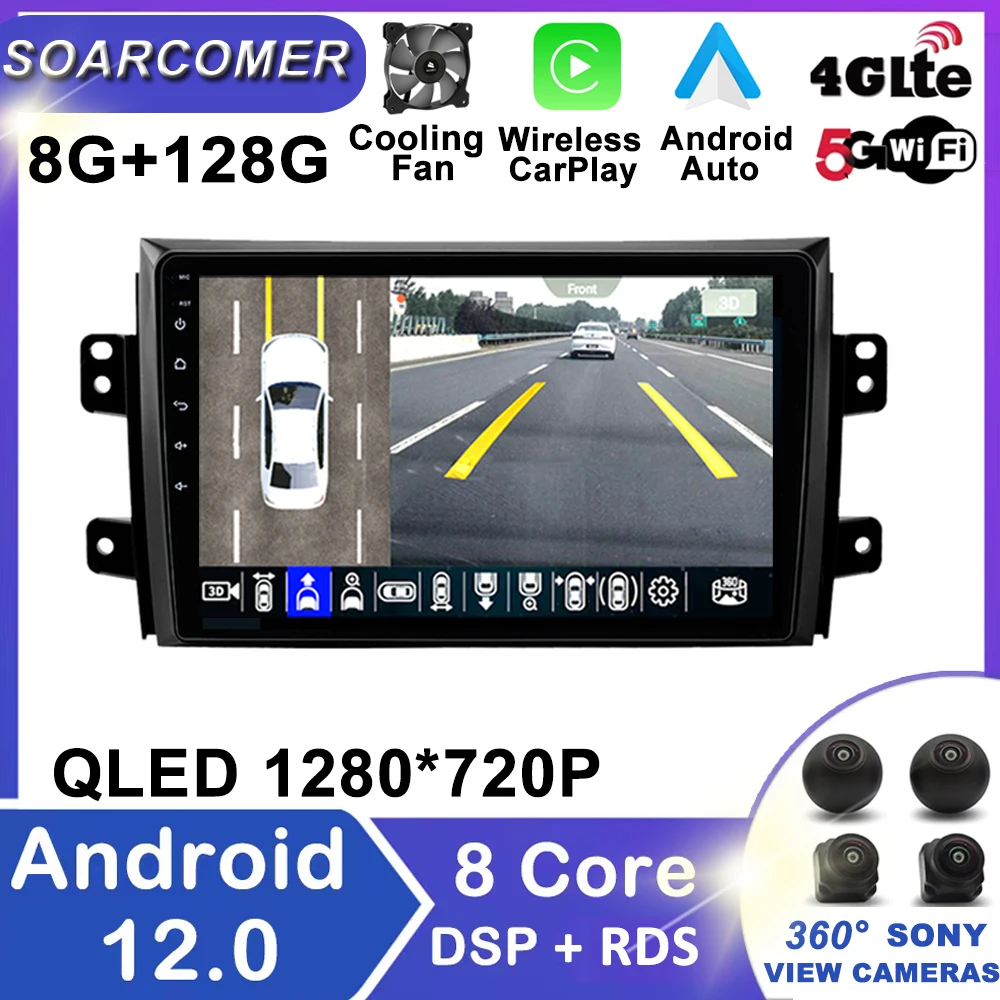 Android 12 Auto Radio für Suzuki SX4 2006-2013 Fiat Sedici 2005-2014 Multimedia Video Player Navigation 2din carplay Stereo Audio