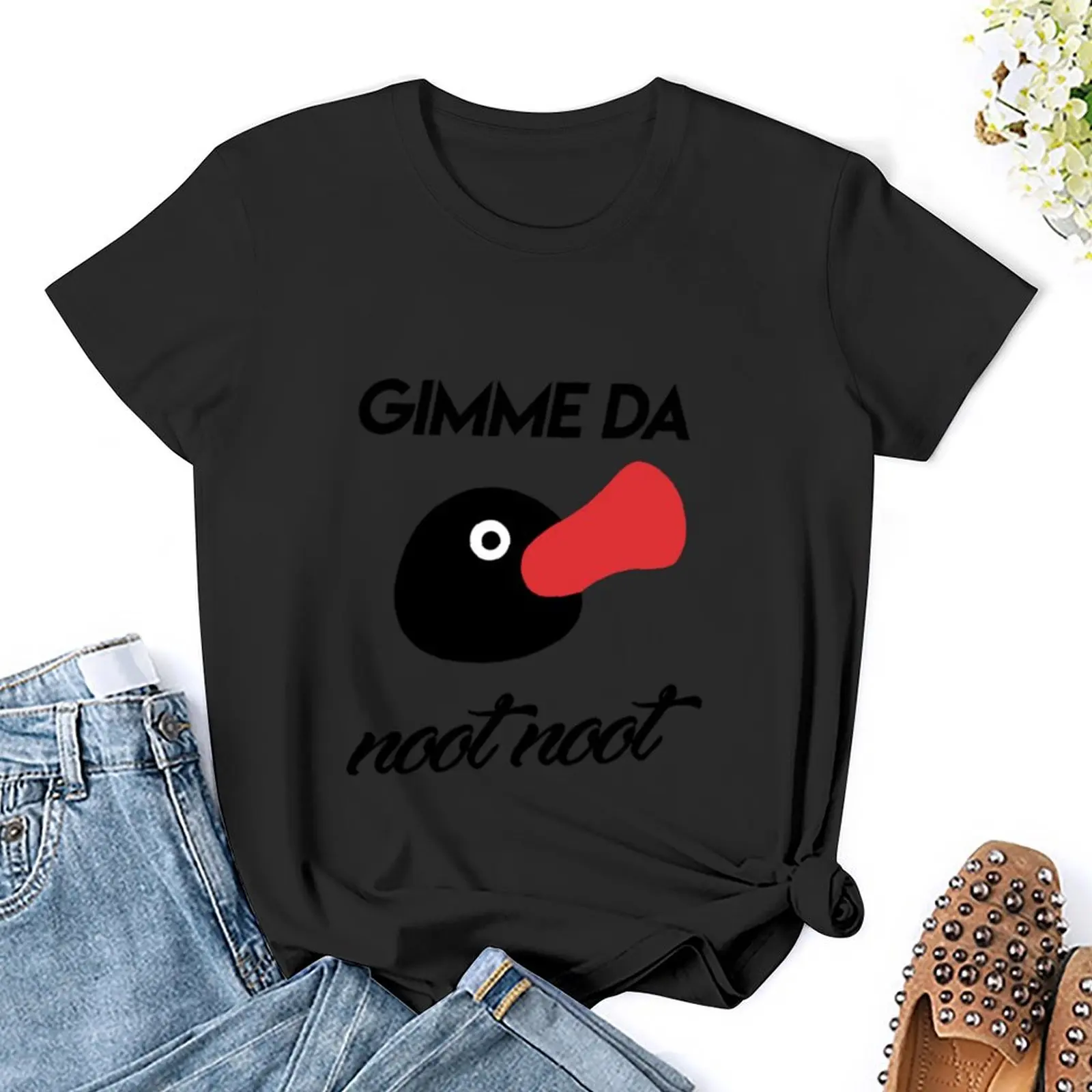 Женская хлопковая Футболка Gimme da noot-Pingu забавная летняя одежда