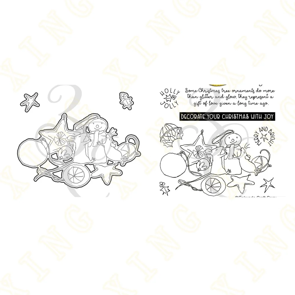 

Mice Ornaments Metal Cutting Dies Clear Stamps Scrapbook Diary Decoration Embossing Stencil Template DIY Greeting Card