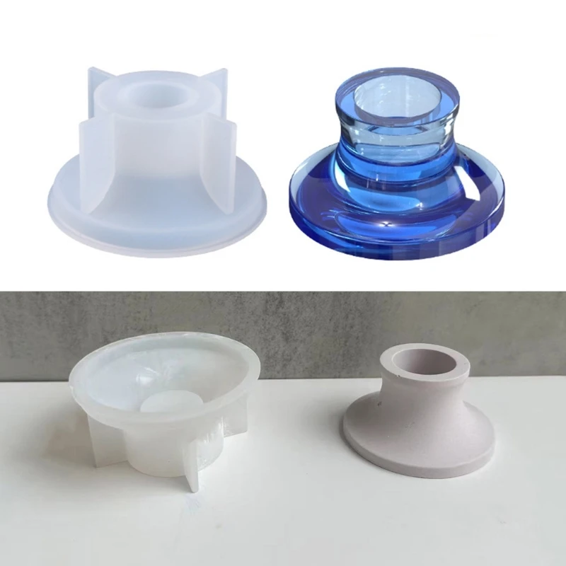 Silicone Mold Round Candlestick Jewelry Storage Box Epoxy Resin Casting Mould Home Table Decor