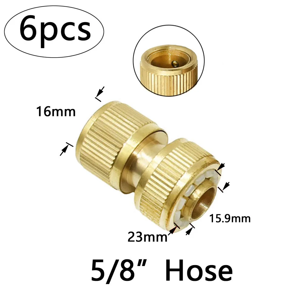 Соединитель для шлангов полива сада из латуни 1/2", 3/4", 5/8", 1" с остановочным краном и переходником на кран трубы.