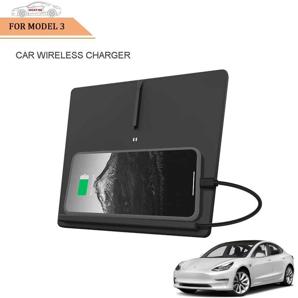 

Car Refit Car Wireless Mobile Phone Fast Charge 10W 15W Charger Type-c Accessories Original Car Mold Opening For Tesla Model 3