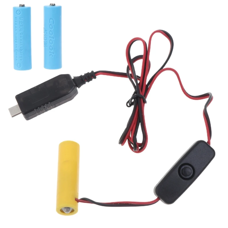 

4.5V AA LR6 Battery USB C Power Supply Cable with On/Off Switch Replace 3 AA Battery for Radio Electric Toy LED Strip