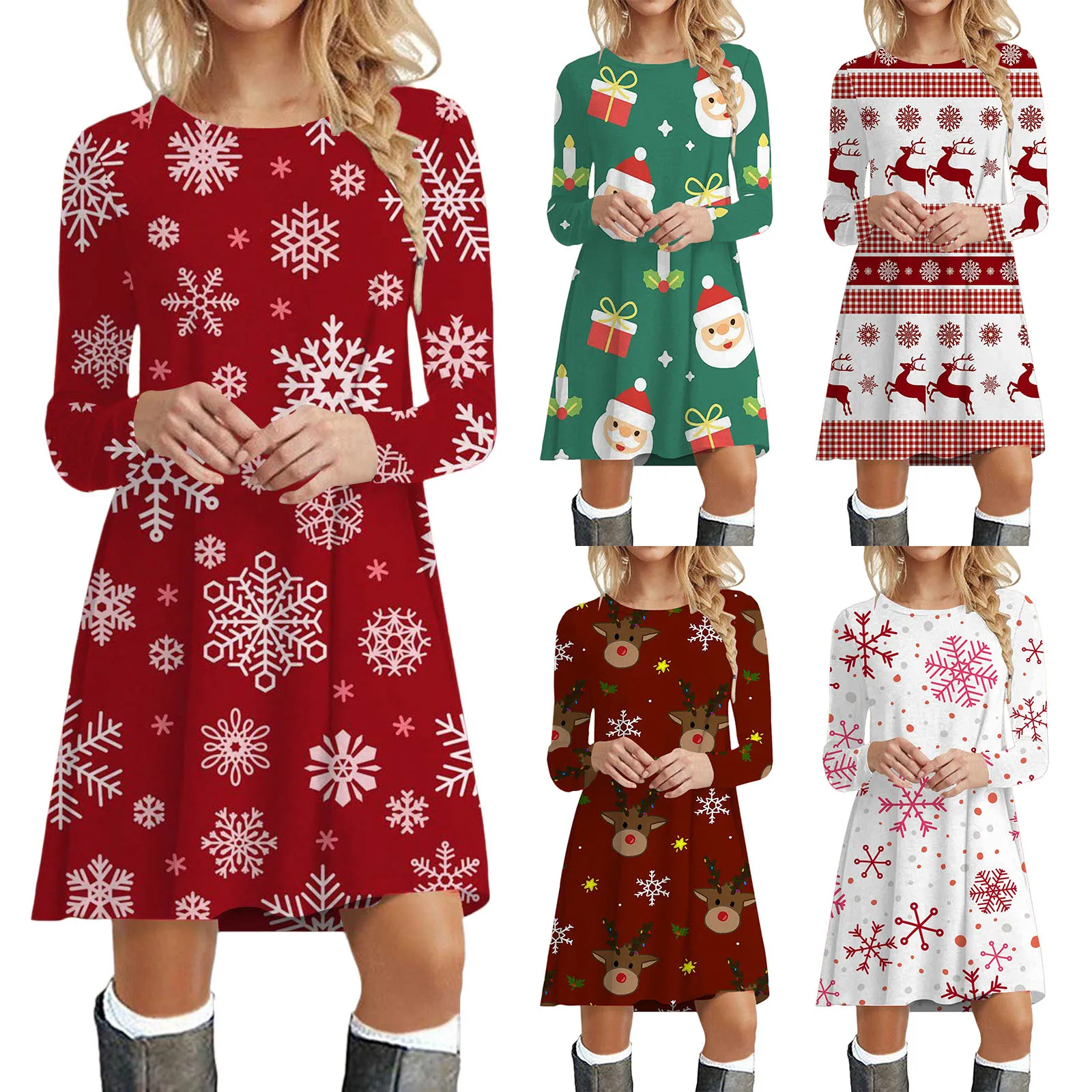 

Женское Повседневное платье-футболка с цветочным принтом, рождественское платье-туника с принтом, летние платья для девочек, летнее платье-...