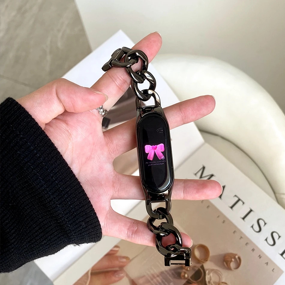 Ремешок для Xiaomi Mi Band 8 7 6 5 модный браслет INS металлическая джинсовая цепочка Miband 3 4