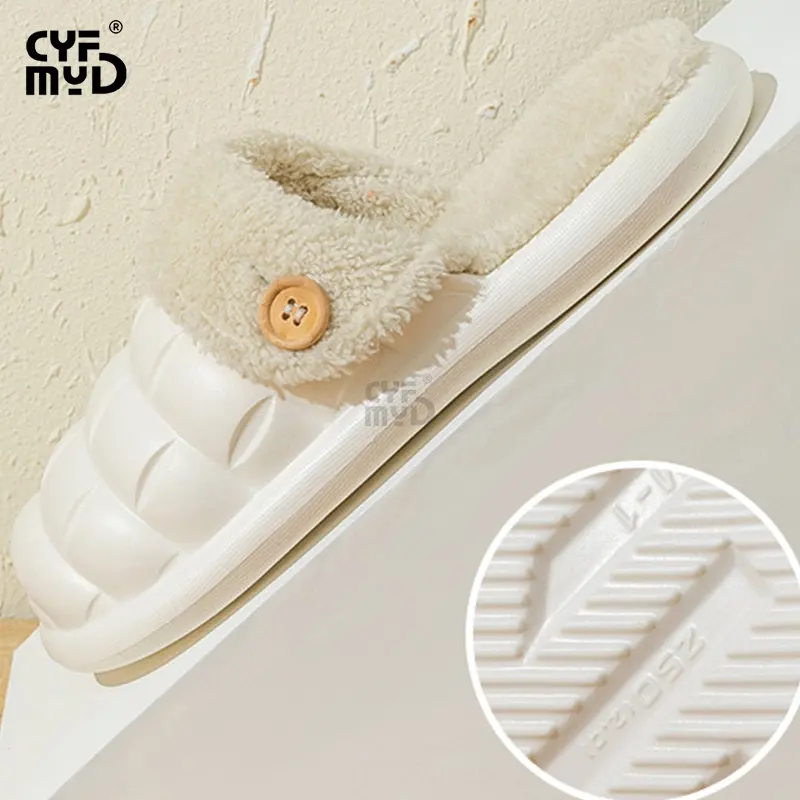 Detachable Plush Slippers for Women EVA Water Proof Soft Slippers Female Winter Warm House Slipper Fashion Non Slip Indoor Shoes