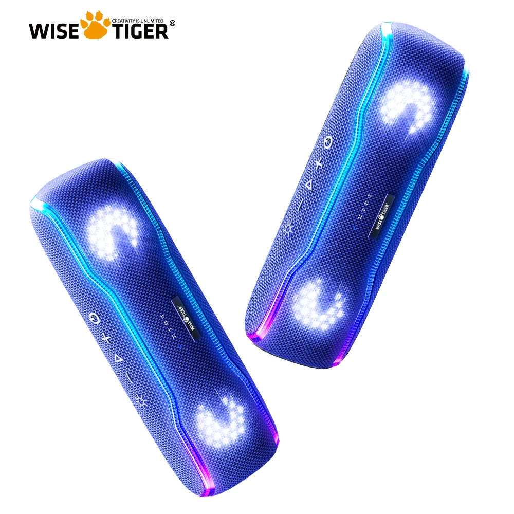 Подарочная Bluetooth гарнитура (только на складе в России) WISE TIGER Speaker Bluetooth Портативная звуковая коробка Беспроводные колонки 25 Вт IPX7 Водонепроницаемый BT5.3 Стереодинамик объемного звучания для улицы