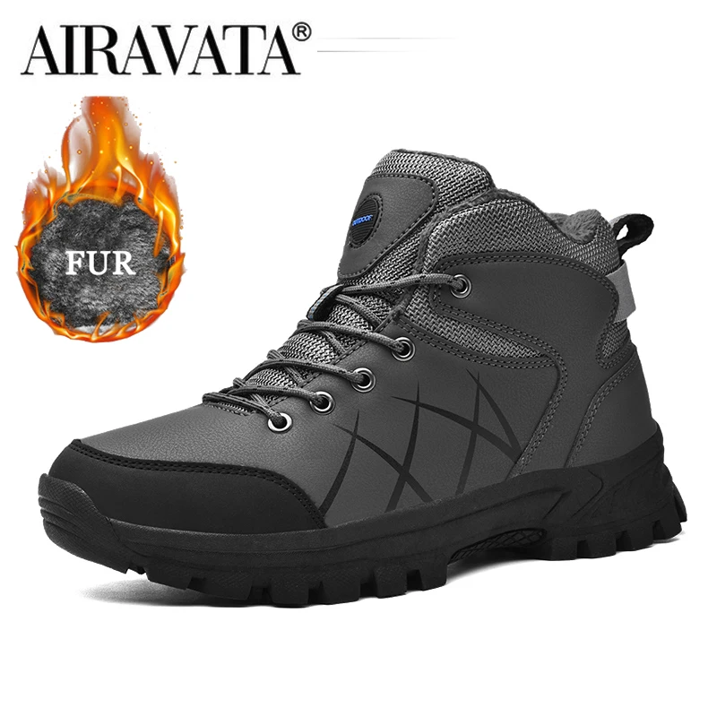 Winter Men Boots Blush Warm PU Life Waterproof Walking Shoes Outdoor Trekking Shoes Casual Mens Sneakers 39~48
