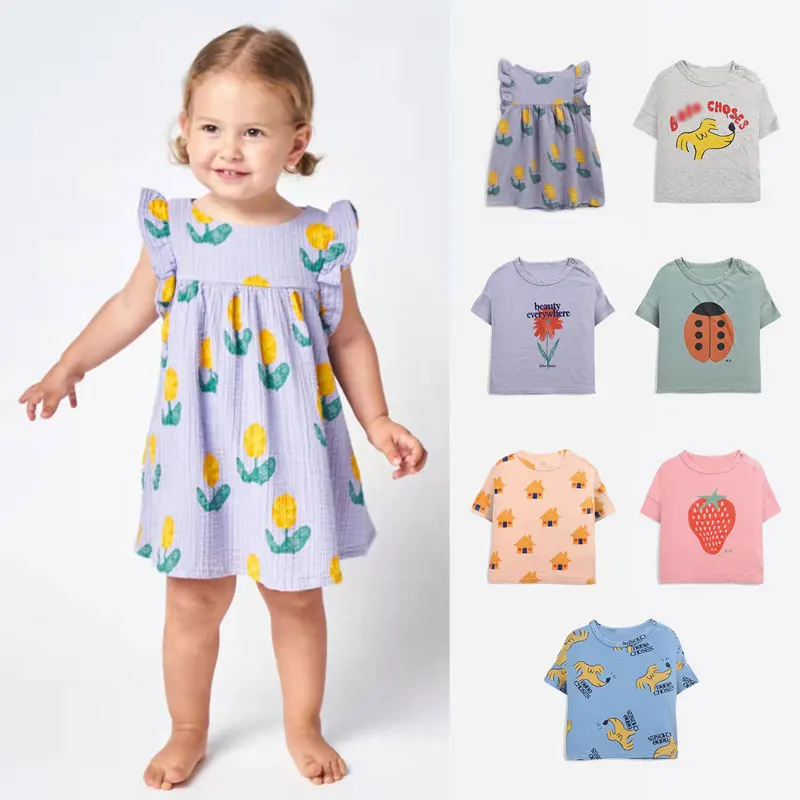 

Фиолетовое платье для девочек, детское платье, лето 2022, испанское Брендовое милое платье для девочек, футболка, топ для маленьких девочек и м...