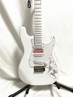 high quality pure white 6 string electric guitar single rocker bridge white guard plate free shipping