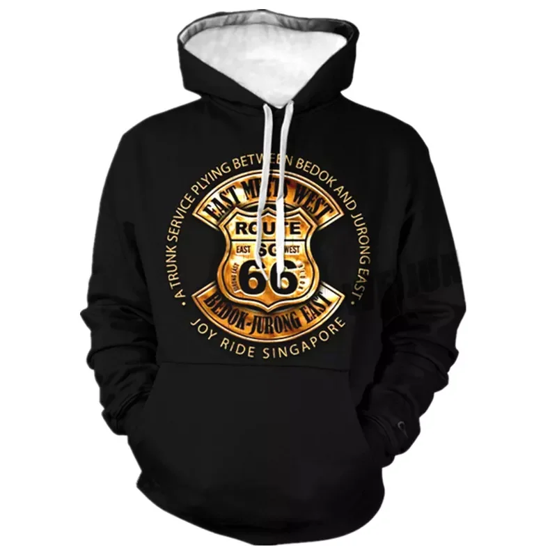 

2023New Autumn Fashion U.S. Route 66 3D Printed Sweatshirts Men/Women Hoodies Hooded With Hat Top Plus Size Men Clothing XXS-4XL