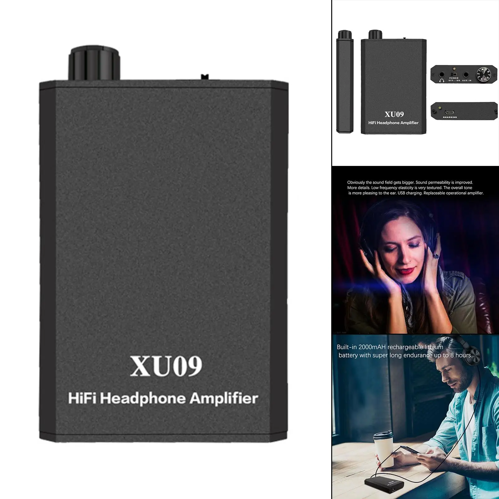 

HiFi Earphone Headphone Amplifier Portable Surface 2000mAh Aluminum Alloy 3.5 mm Stereo Audio Out Amplifier Amplifier for Xu 09