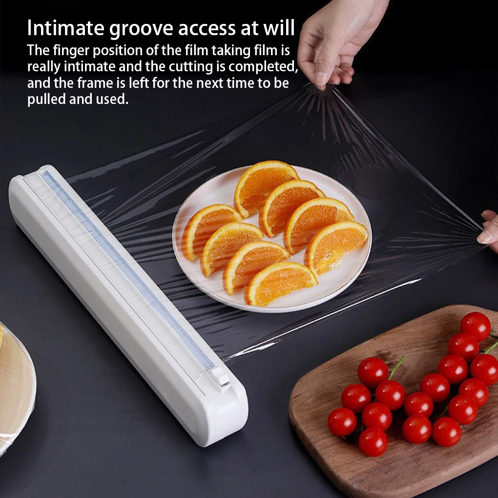 

ABS Food Wraps Dispenser Portable Nonslip Waterproof Dustproof 12 Suction Cup Manual Home Film Slicer Storage Box